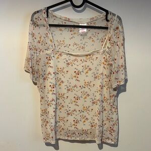 No Boundaries Cream Floral Sheer Blouse